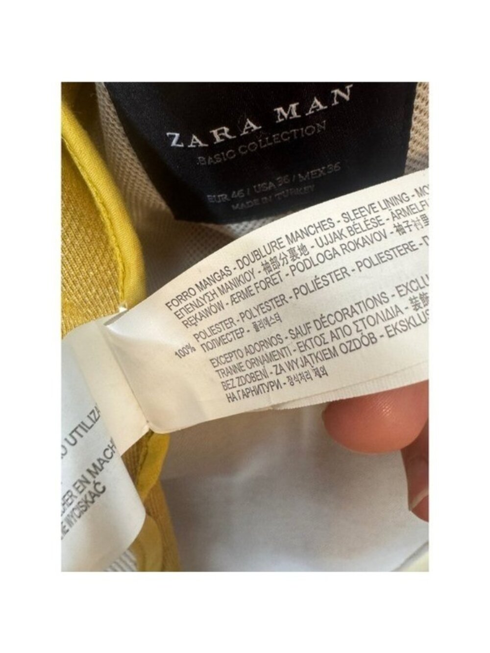 Zara Man Basic Collection Beige Textured Blazer with Elbow Patches Size 36 - Picture 9 of 14